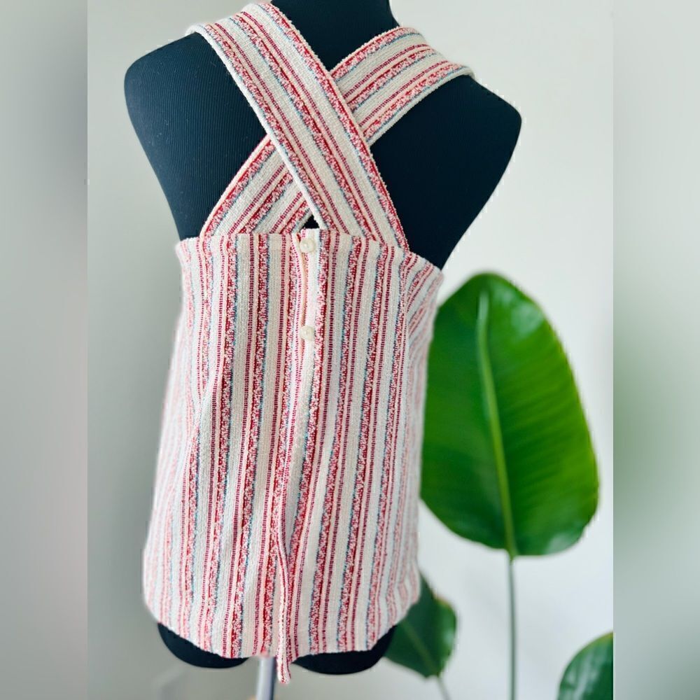 Madewell NWT Bouclé Stripe Cross-Back Tank Top Size XSmall style number AN429 - Picture 6 of 7